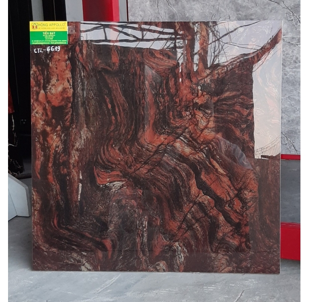 Gạch bóng kiếng 60x60 đỏ vân nâu 